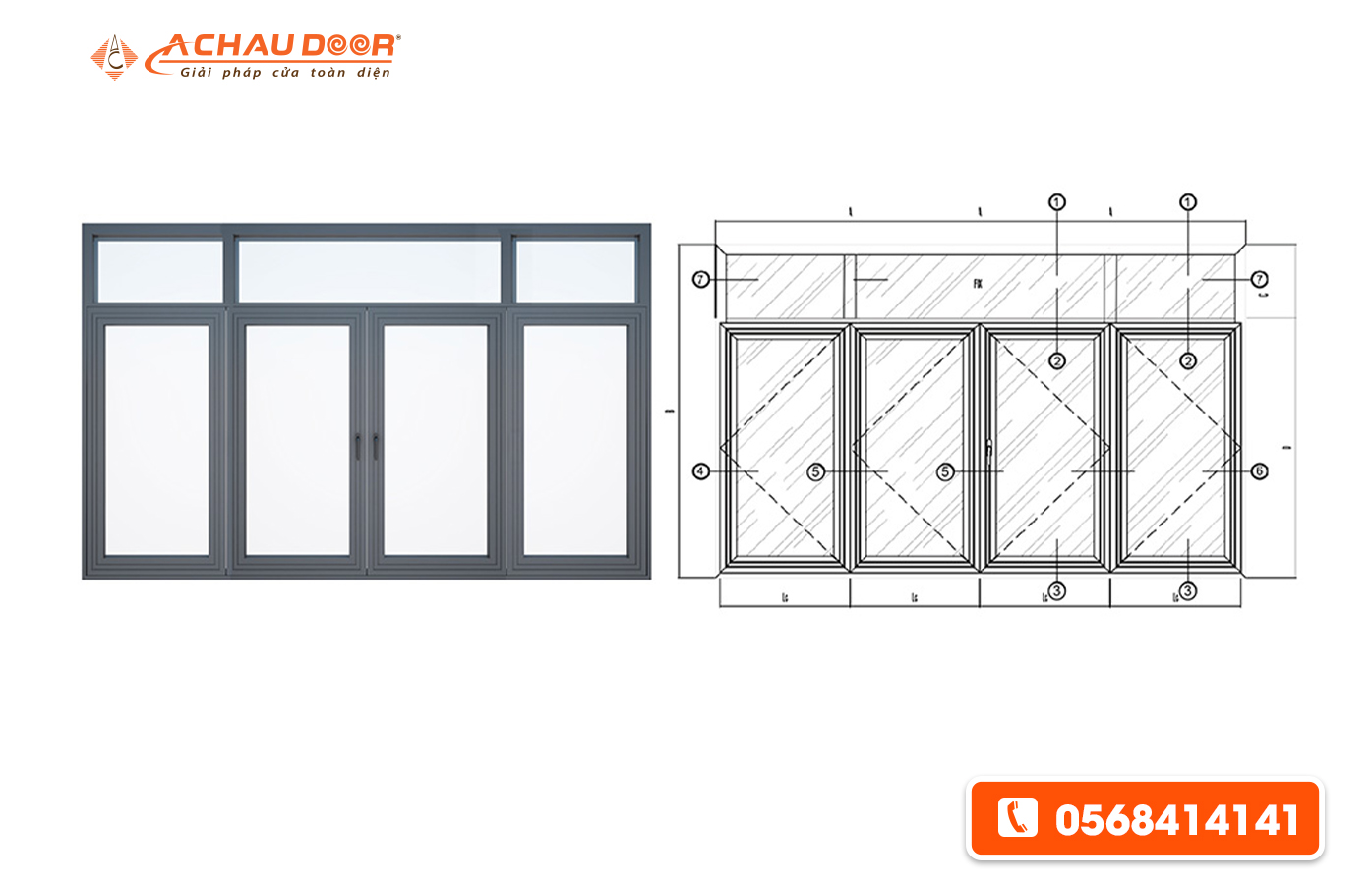Cửa Sổ Mở Trượt 4 Cánh Nhôm Xingfa