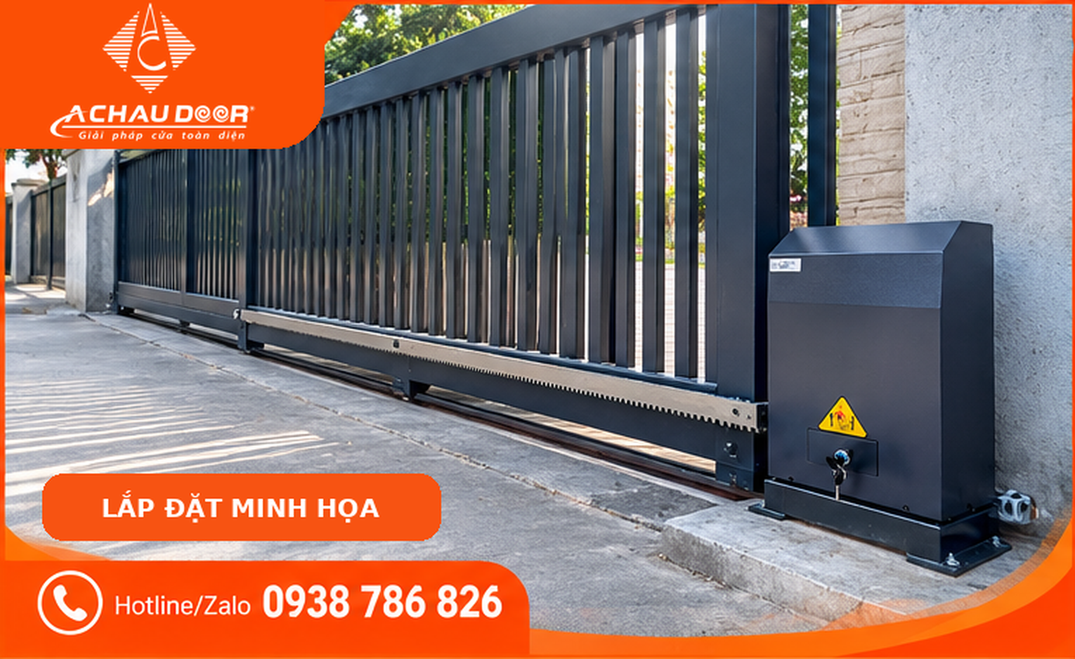 Motor Cổng Trượt HERO 4000kg 220V 3 HERO 4000KG 03 lap dat minh hoa