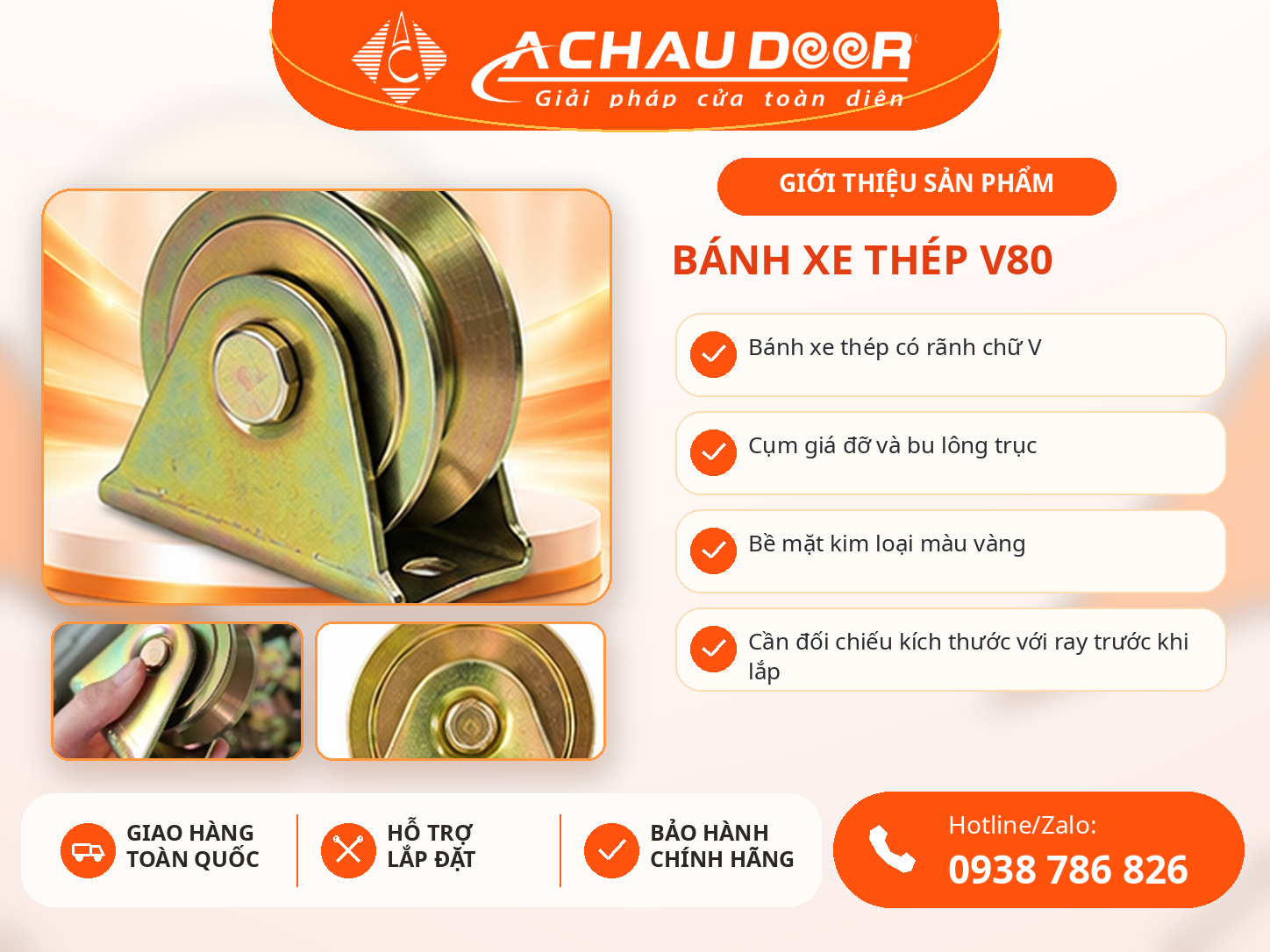 Bánh Xe Thép V80 Mạ Kẽm 2 banh xe thep v80 1