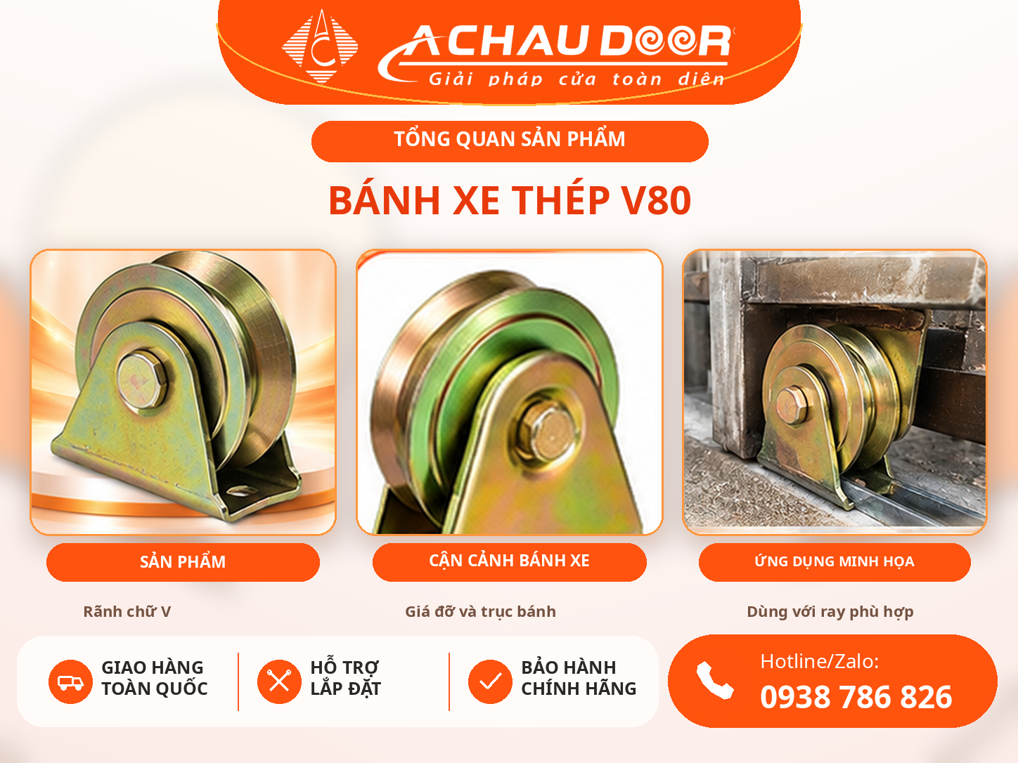 Bánh Xe Thép V80 Mạ Kẽm 4 banh xe thep v80 3