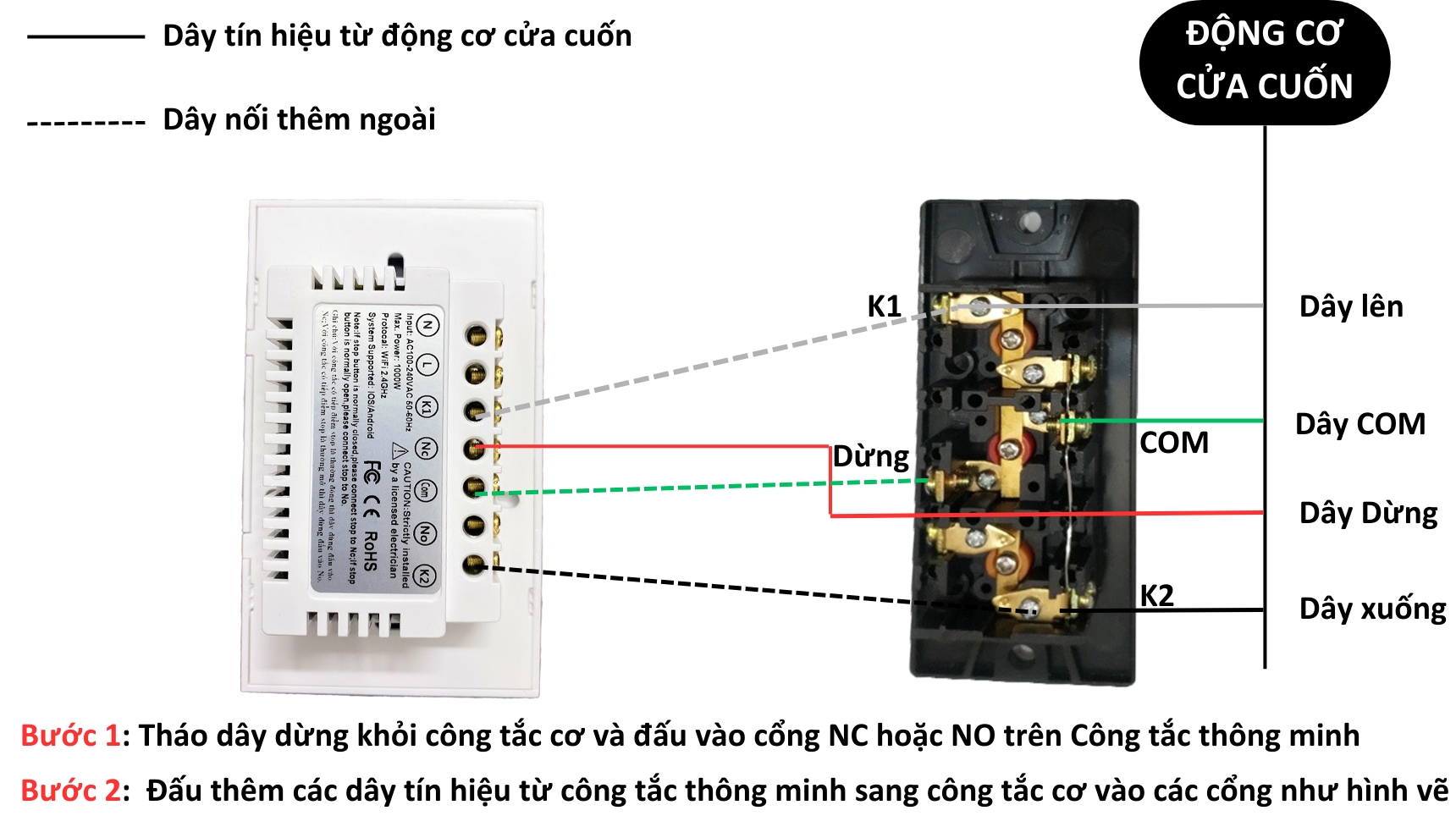 công tắc cửa cuốn thông minh