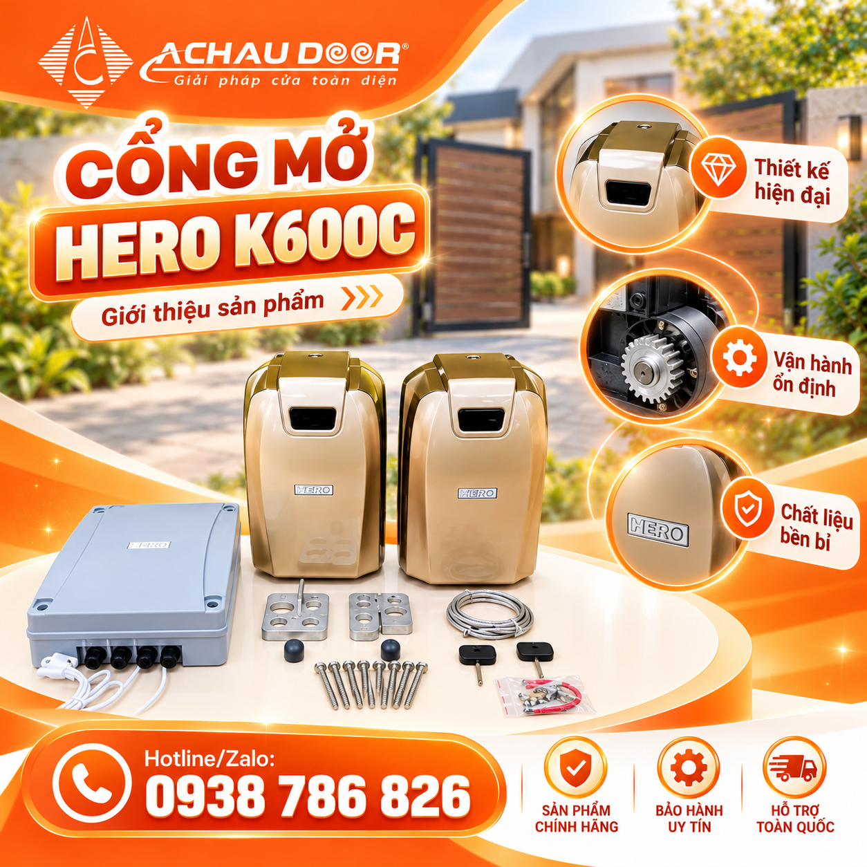 Motor Cổng Mở Bánh Xe HERO K600C 24V 400kg 2 hero k600c 1