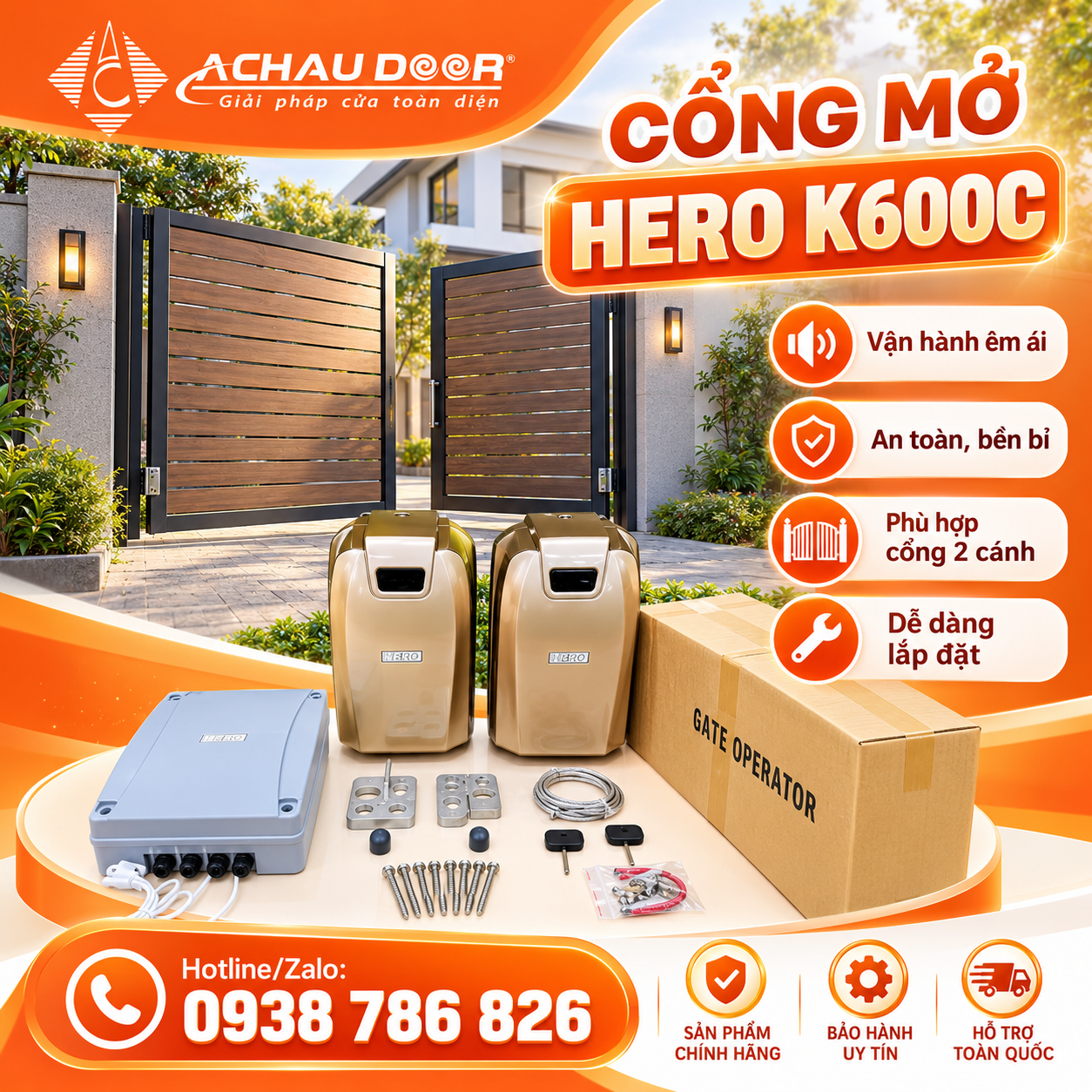 Motor Cổng Mở Bánh Xe HERO K600C 24V 400kg 1 hero k600c 3