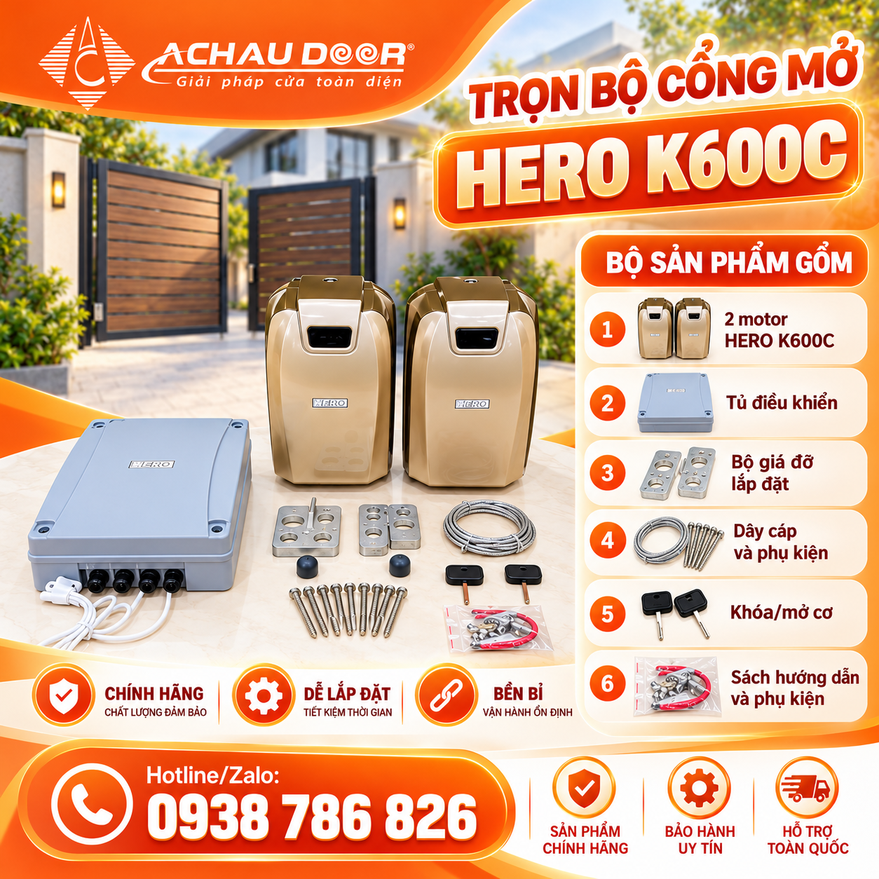 Motor Cổng Mở Bánh Xe HERO K600C 24V 400kg 3 hero k600c